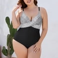 thumbnail image 3 of SOMER One Piece Swimsuit Women Plus Size Swimsuit for Womens Bathing Suits Low-cut Tummy Control Front Cross Bathing Suits Slimming Black Dots V Neck Swimwear High Waisted Oversized, 3 of 7