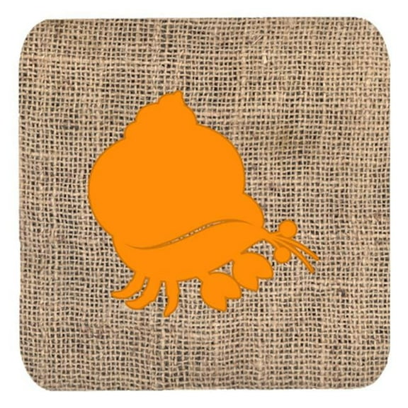 Hermit Crab Burlap And Orange Foam Coasters - Set 4, 3.5 x 3.5 In.