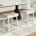 thumbnail image 6 of Height Black Bar Stools Set of 2 for Kitchen Counter Farmhouse Modern Barstools with Faux Leather Upholstered Backless Seat and Wood Legs 24 inch Bar Chairs, 6 of 7