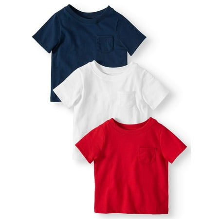Solid Pocket T-Shirts, 3pc Multi-Pack (Baby Boys)