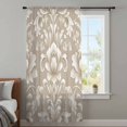 thumbnail image 4 of Light Brown Flowers Sheer Curtains 45 Inches Long, Rustic Boho Ethnic Middle Century Light Filering Curtains, Breathable Simi Curtain Privacy Drapes for Kitchen Bathroom Small Window Treatment, 4 of 9