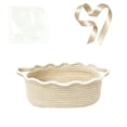 thumbnail image 2 of Woven Cotton Storage Basket with Handles, Decorative Gift and Organizer Basket for Shelf, Closet, Bathroom and Pantry, Beige, 2 of 6
