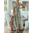 thumbnail image 4 of Cupshe Women's Cap Sleeve Paisley Print V-Neck Maxi Dress, 4 of 5