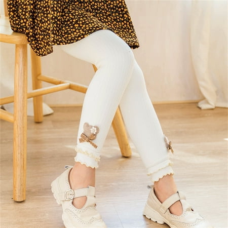 

Hbdhejl Toddler Girls Pants Kids Baby Cotton Thick Fleece Lined Warm Leggings Knitted Pantihose Stretchy Basic Ninth Pants Pantyhose For Winter Stocking White 4-6 Years