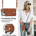 thumbnail image 6 of ShellTech for iPhone 13 Mini Case with Card Holder and Strap - Zipper Pocket,Lanyard Strap,Credit Card Holder,Stand Ring,Cute Phone Wallet Case for Women,Brown, 6 of 10