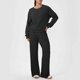 thumbnail image 5 of Conjunto de Pantalones Mujeres Outfits de 2 Piezas Vestido Casual de Color Sólido Bolsillo Deportivo Suelto Pantalones de Manga Larga Blusas de Cuello Redondo Conjunto Superior Conjunto de Pantalones, 5 of 5