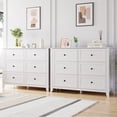 thumbnail image 4 of Commode Double à 6 Tiroirs, Commode Moderne Noire avec Poignée Ronde en Nickel, Armoire de Rangement en Bois avec Pied Robuste, Organisateur d'Armoire Commode pour Salon, Entrée, 4 of 34