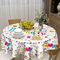 thumbnail image 2 of Happy Birthday Round Tablecloth- Birthday Cake Design with Colorful Flags Balloons Gifts Collection- 60in Circle Table Cloth Cover for Birthday Party Decoration Kitchen Dining Room, 2 of 6