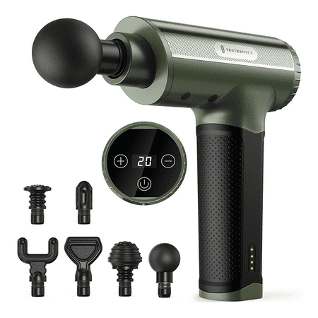 Massage Gun,TaoTronics Deep Tissue Percussion Muscle Massager Handheld Cordless Back Massager with 20 Speeds and 6 Heads(Green)