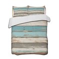 thumbnail image 2 of Farmhouse Blue Grey Brown Twin Size Down Alternative Comforter, Lightweight Comforter Quilt Bedding Set with Pillow Shams Vintage Ombre Wooden All Seasons Bed Comforter Duvet Insert 68"x86", 2 of 7