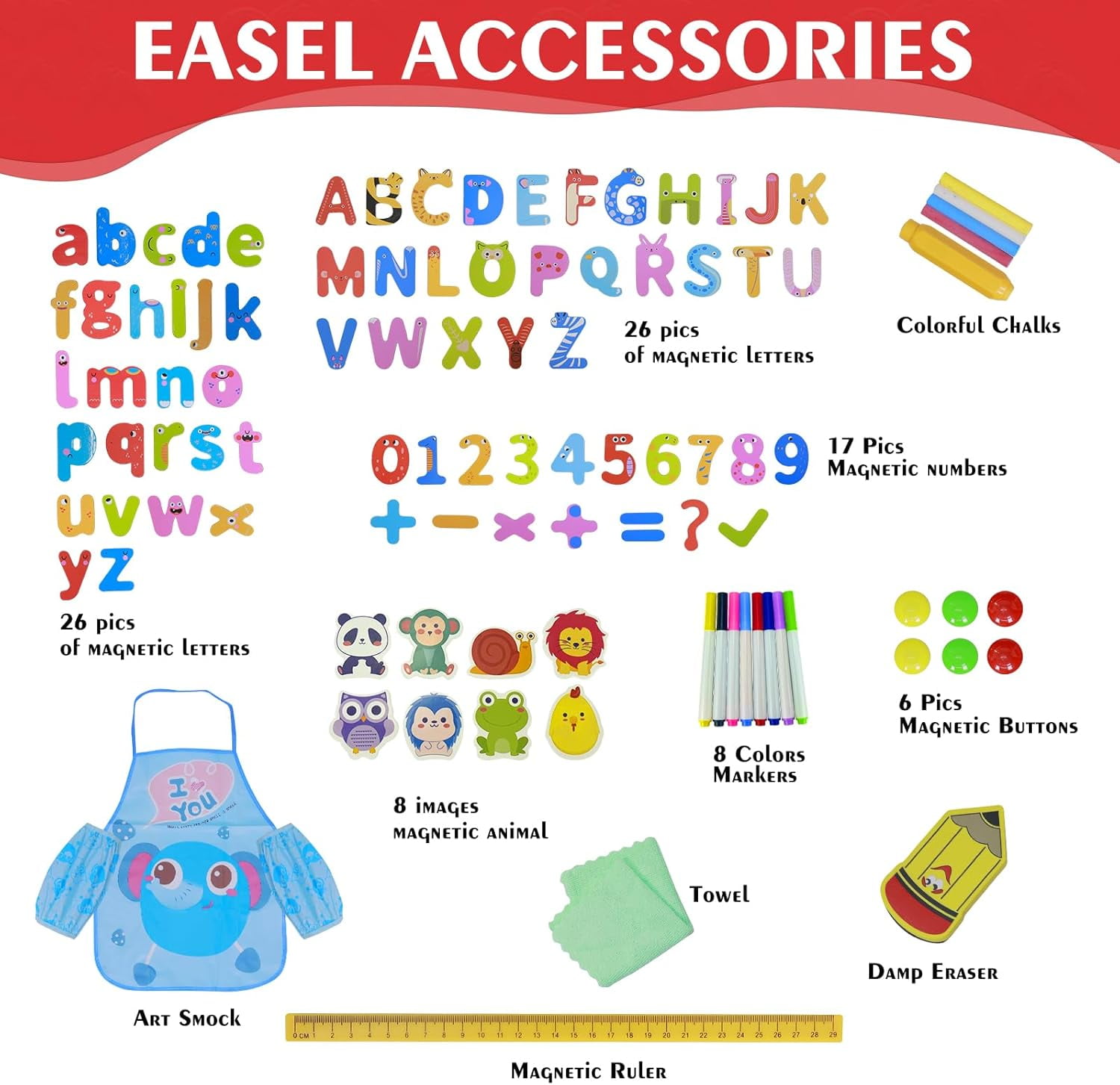 Art Easel for Kids Magnetic Wooden 18.9"x25.2" Double Sided Standing Toddlers Chalkboard - 360°Rotating Easel for Toddler Christmas Birthday Gift for 2-6 Years