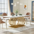 thumbnail image 5 of 63" Modern Office Desk, White and Gold Executive Desk, Large White/Gold, 5 of 5