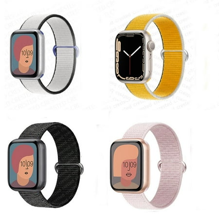 4 Pack Nylon Braided Sport Watch Bands Compatible with Apple Watch 45mm 49mm 41mm Adjustable Loop Strap Elastic Breathable Wristbands for iWatch series 8 7 SE Ultra 6 5 4 3