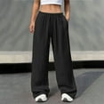 thumbnail image 5 of Daiosportswear Women High Waisted Crinkle Straight Wide Leg Loose Casual Long Pants​,Pants for Women Black XXXXL(XXXXL), 5 of 9