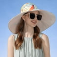 thumbnail image 5 of Sun Hats for Women, UV Protection Wide Brim Bucket Hat with Edge Floral, Reversible Foldable Cotton Floppy Beach Cap, Summer Outdoor Caps, Beige, 5 of 7
