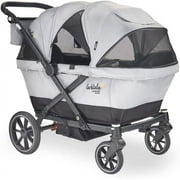 Larktale Caravan Coupe - Compact 2-Seater Stroller Wagon with Small Fold - Adjustable Canopies Included - Gray/Black