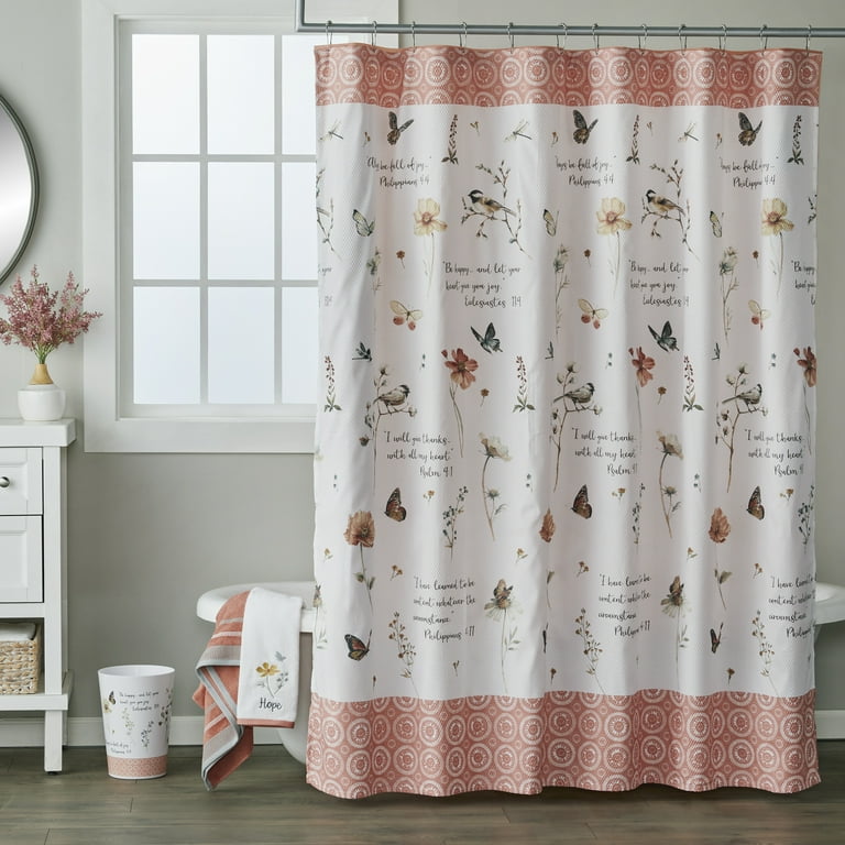 Mainstays 14 Piece Fabric Shower Curtain Set with Hooks and Liner