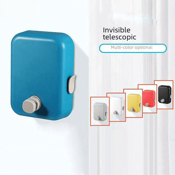 Tendedero invisible para hotel, hogar, sin perforaciones, retráctil, con cable de alambre, para colgar en la pared, para interiores y balcones