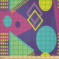 thumbnail image 2 of Ambesonne Pop Culture Fabric by the Yard Microfiber, Geometric Memphis Art, 2 Yards, Purple Pink and Aqua, 2 of 2