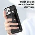 thumbnail image 4 of Nalacover Wallet Case for iPhone 15 Pro, Business PU Leather Unique Design Wristband Kickstand Credit Card Holder Slots Shockproof Scratch Resistant Phone Case for iPhone 15 Pro,Black, 4 of 7
