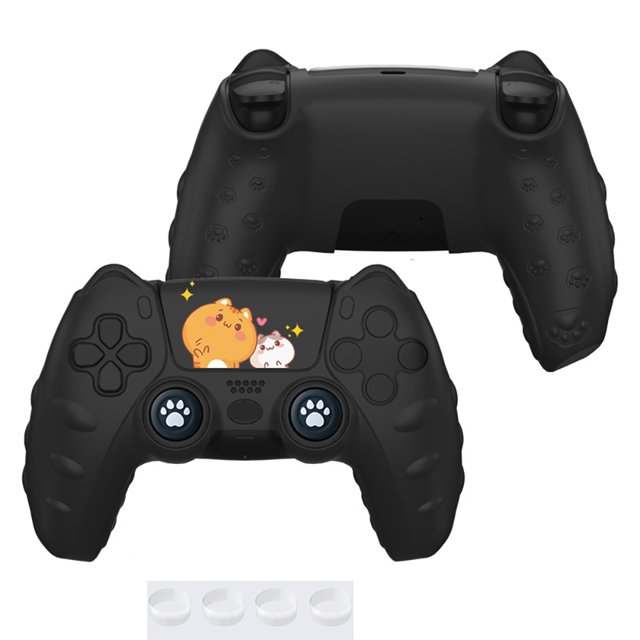 Funda protectora de silicona para mando de PS5, suave, cómoda, con dibujos animados y bonita, con tapa para joystick y accesorios adhesivos para el joystick