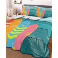 thumbnail image 3 of Quilts Twin Size, Surfboard Soft Comforter Bedding Set for Bed, Summer Starfish Palm Leaf Wood Grain Blue Lightweight Quilted Bedspread with Pillow Cover(2 Pieces) for All Season, 68x86 Inch, 3 of 6