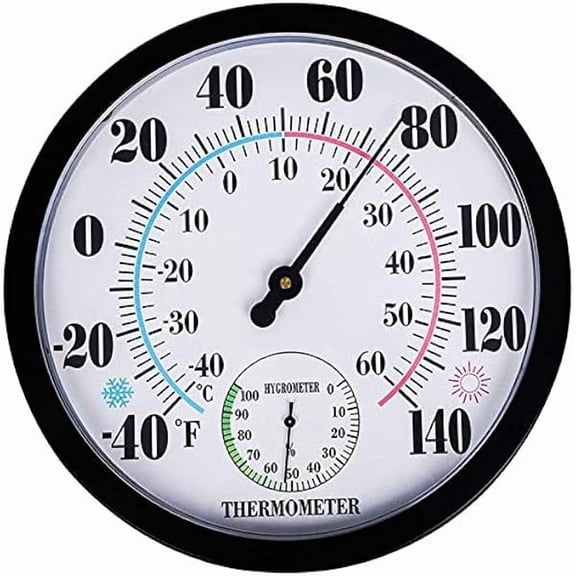 ZLCIndoor Outdoor Thermometer Hygrometer - Waterproof Hanging Wall Thermometer Decorative Outdoor Thermometer Large Numbers, No Battery Needed Outdoor Thermometers for Patio