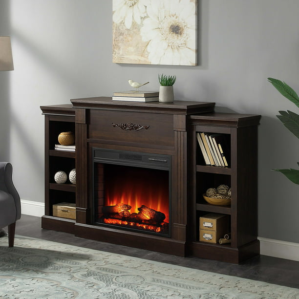 Belleze 70 Mantel Brown Electric, 70 Inch Electric Wall Fireplace