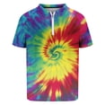 thumbnail image 4 of KyCheLot Men's Zipper Golf Shirt Tie-Dye Printed Collar Slim Short Sleeve Summer Shirt Tops for Men, 4 of 4