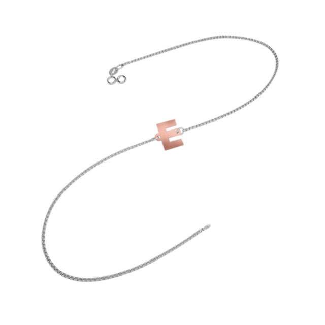 Pulsera con Inicial "E" Oro Combinado 14K TIMESQUARE VI1386BRET08M