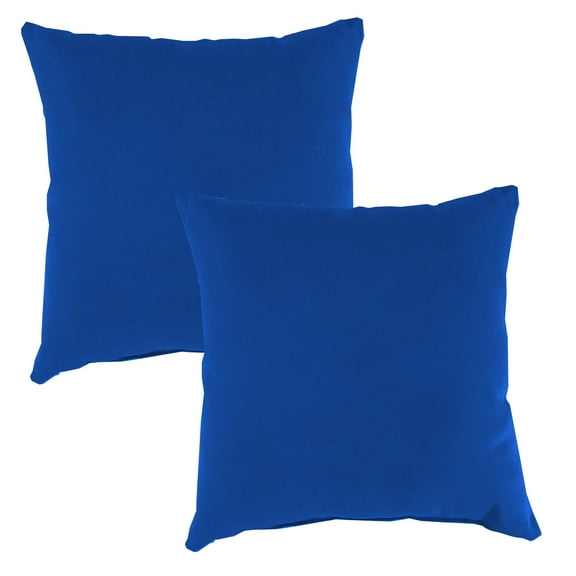 Jordan Manufacturing 20" x 20" Canvas Cobalt Blue Solid Square Outdoor Throw Pillow (2 Pack)