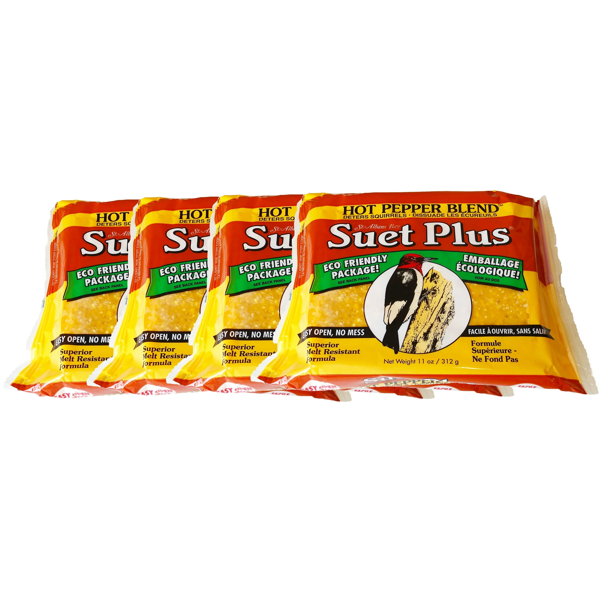 Hot Pepper Suet Value Pack 4 Hot Pepper Suet Cakes for Wild Birds 11 Ounces Each