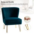 thumbnail image 2 of Velvet Armless Accent Chair Set of 2 Gold Metal Legs Modern Upholstered Single Sofa Side Chair Home Living Room Teal, 2 of 7