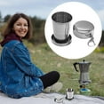 thumbnail image 5 of Pack of 2 Collapsible Cup Stainless Steel Camping Mug Telescopic Portable 75ML Folding Cup with Keychain Cups Mugs, 5 of 5