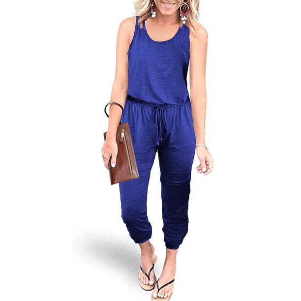 Mono Enterizo PRETTYGARDEN Sin Mangas Azul Talle M