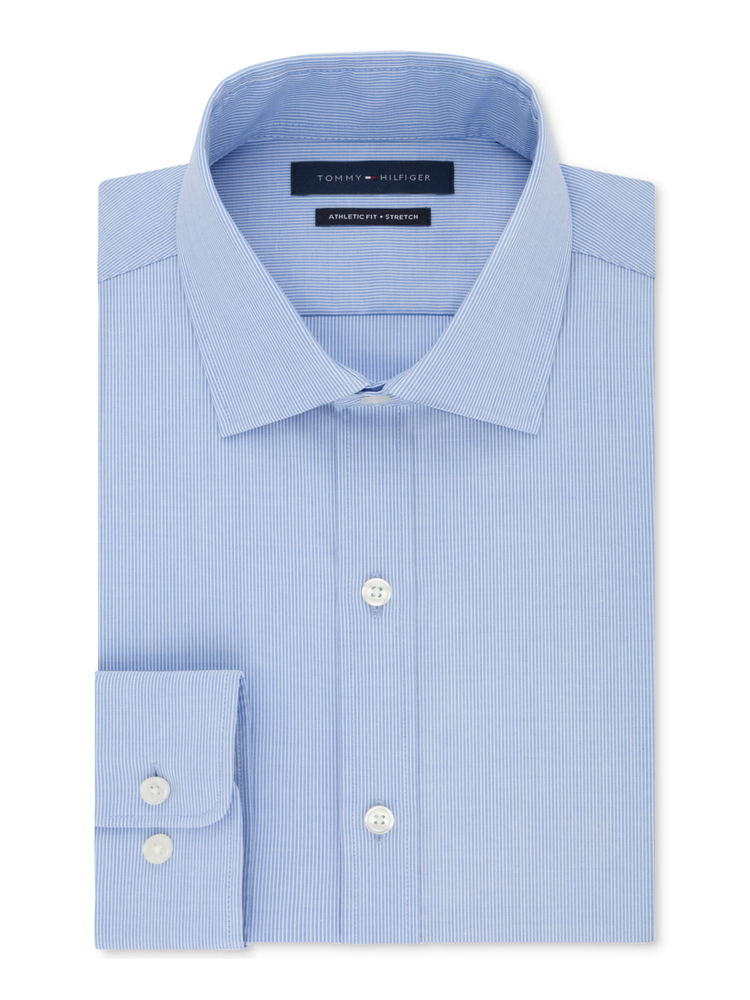 Tommy Hilfiger Men's Dress Shirt Slim Fit Poplin Logo in Light Blue 