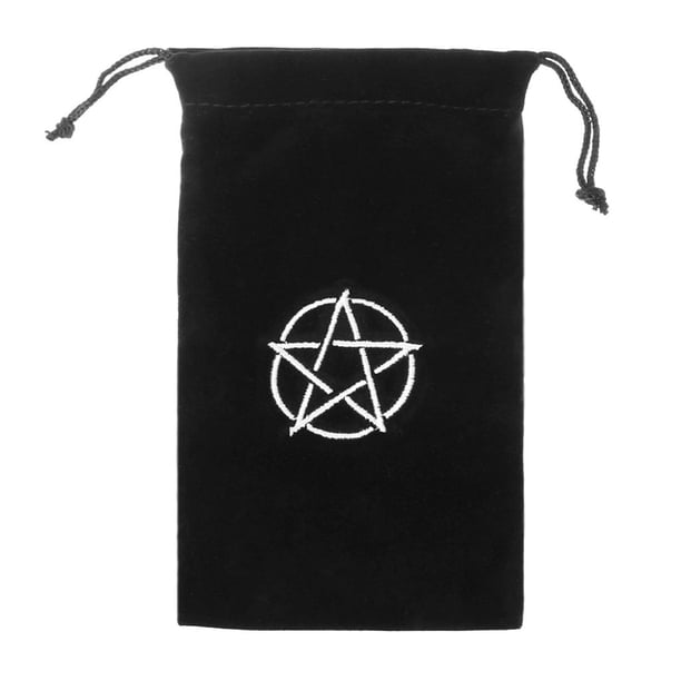 Mantel de cartas de de altar con de hexagrama / pentagrama, bolsa con cordón de tapiz cuadrado de Wicca Negro Hugo Mantel de la Carta del Tarot
