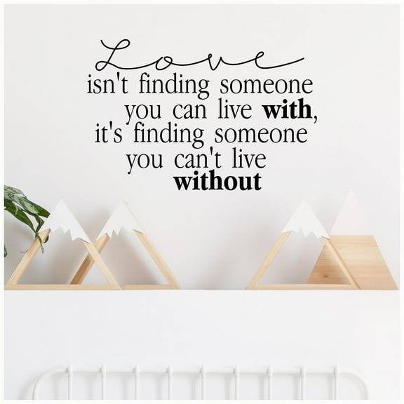 Love Isn't Finding Someone You Can Live With, It's Finding Someone You Can't Live Without Vinyl Lettering Wall Decal Sticker Love Decals Size: 12.5"H x 19"L - Color: Black