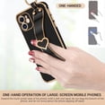 thumbnail image 4 of iPhone 12 Case, Phone Case for iPhone 12, Cute Heart Wristband Lanyard Cross Body Strap Electroplated Camera Protection Shockproof Protective Case Women Girls for iPhone 12 6.1"-Black, 4 of 15