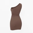 thumbnail image 5 of MYAOYI Womens One Shoulder Bodycon Dress Asymmetric Ruched Side Mini Dress, 5 of 8