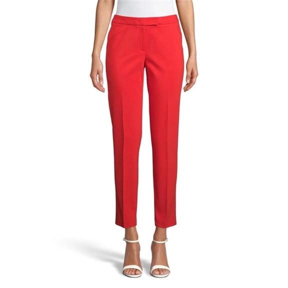 Anne Klein Women's Cotton Blend Double Weave Pant Red Size 14