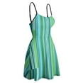 thumbnail image 4 of Abstract Teal Green Vertical Stripes Pattern Summer Dresses For Women A-line Dress Sleeveless Dress, 4 of 6