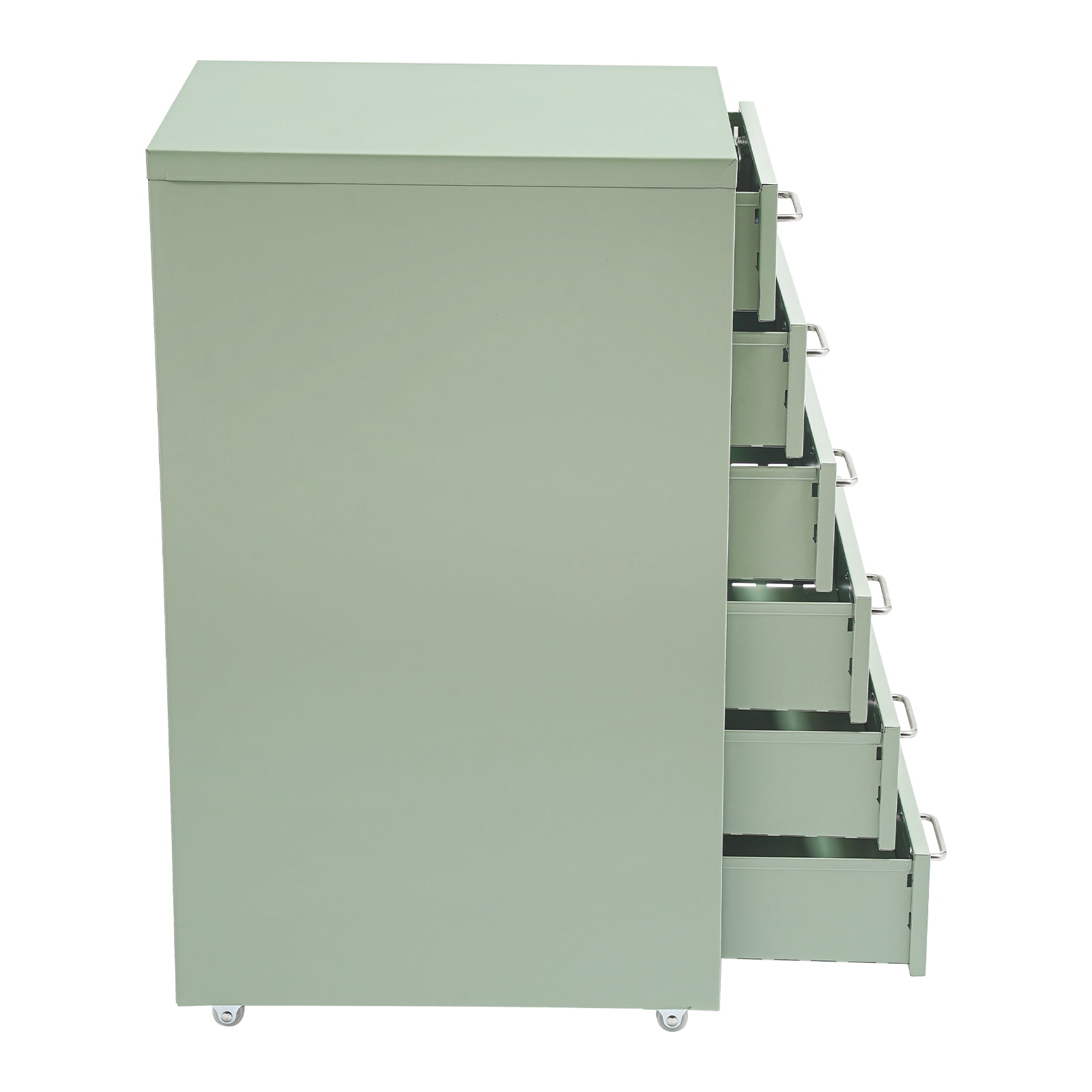 Cream Green Metal 28*41*69cm 6-Layer Wheeled File Lock Cabinet Movable Locker Multi-Layer Drawer Filing Cabinet