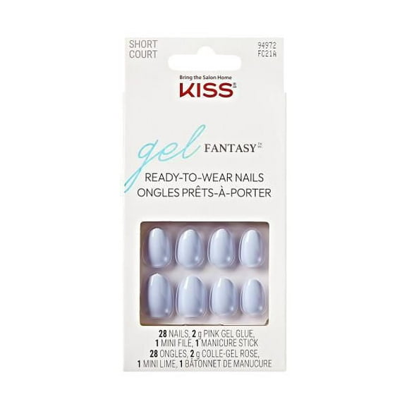 KISS Gel Fantasy - Faux ongles - Jour 1 - Amande - Court - 28 pièces