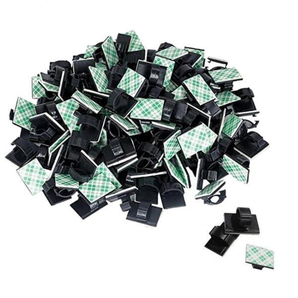 2x 100pcs Clips adhesivos para cables Abrazadera para cables Abrazadera para cables Gestión de cables 0-0.2in DYNWAVEMX Clip de alambre autoadhesivo