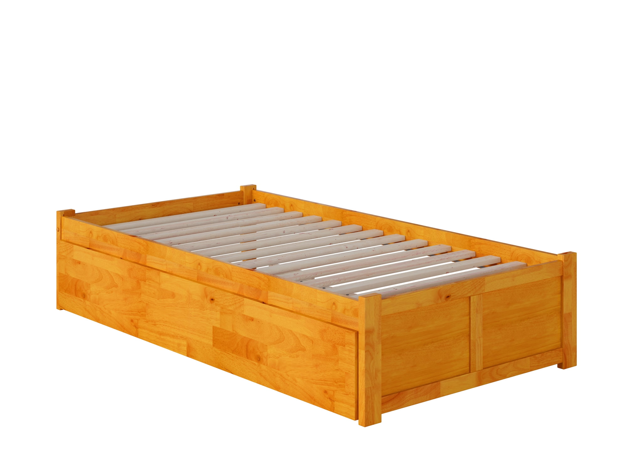 Concord Twin Extra Long Bed with Footboard and Twin Extra Long Trundle in Caramel