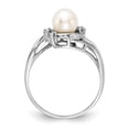 thumbnail image 2 of Solid 14k White Gold 6mm Freshwater Cultured Pearl Diamond Ring Band Size 8.5 (.048 cttw.), 2 of 6