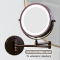 thumbnail image 5 of Ovente 7" Lighted Wall Mount Makeup Mirror, 1X & 10X Magnifier, Adjustable Double Sided Round LED, Extend, Retractable & Folding Arm, Compact & Cordless, Battery Powered Antique Bronze MFW70ABZ1X10X, 5 of 9