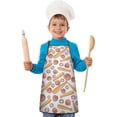thumbnail image 2 of White Orange Baseball Gear Pattern Kids Aprons for Girls and Boys,Adjustable Neck Strap Toddler Aprons for Kids Cooking Baking, 2 of 7