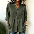 thumbnail image 2 of Women's V-Neck Button Front Patchwork Top Modern Comfortable Fit For Everyday Wear, 2 of 4